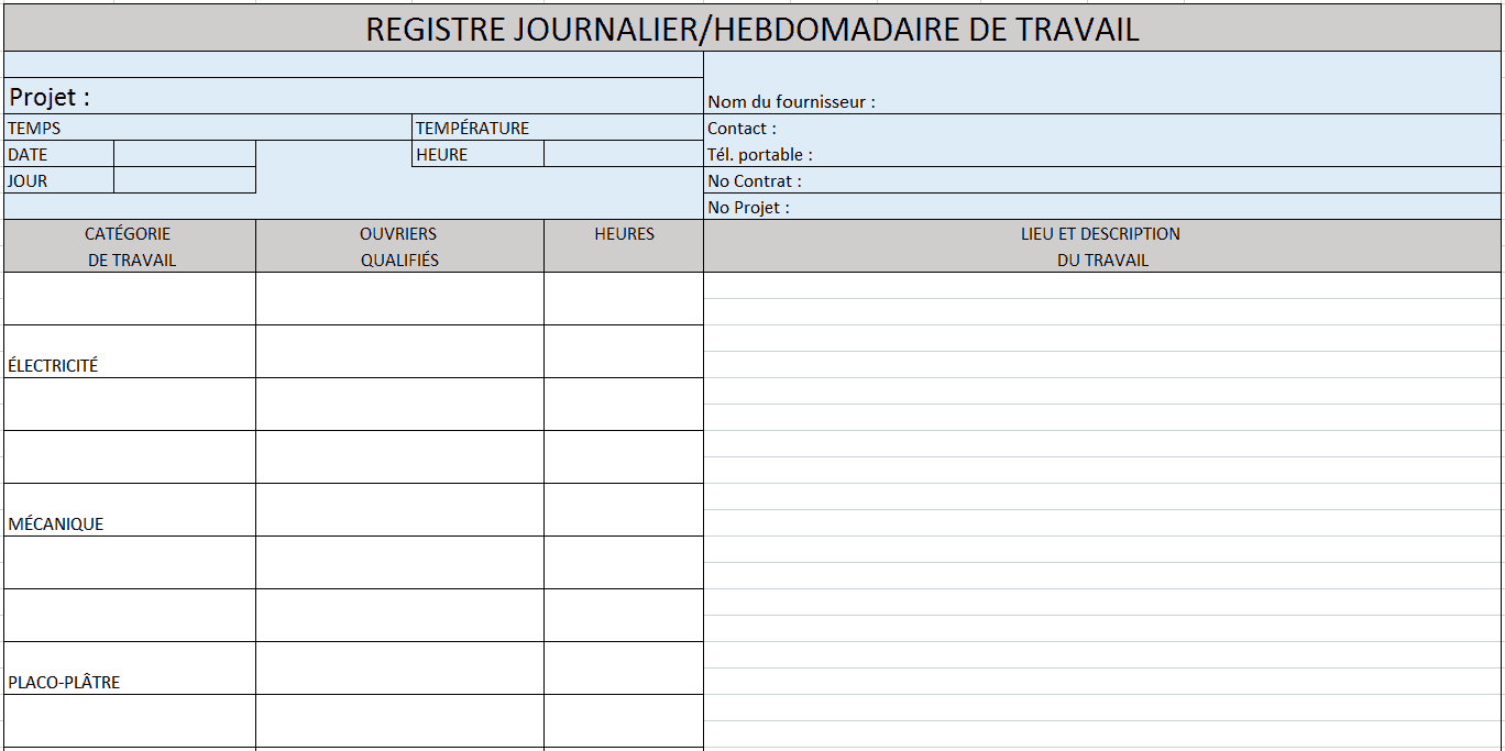 Modele Fiche De Poste Vierge