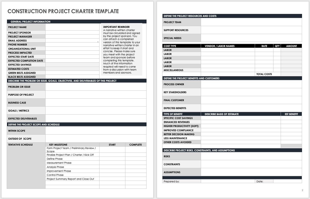 Free Project Charter Template Download