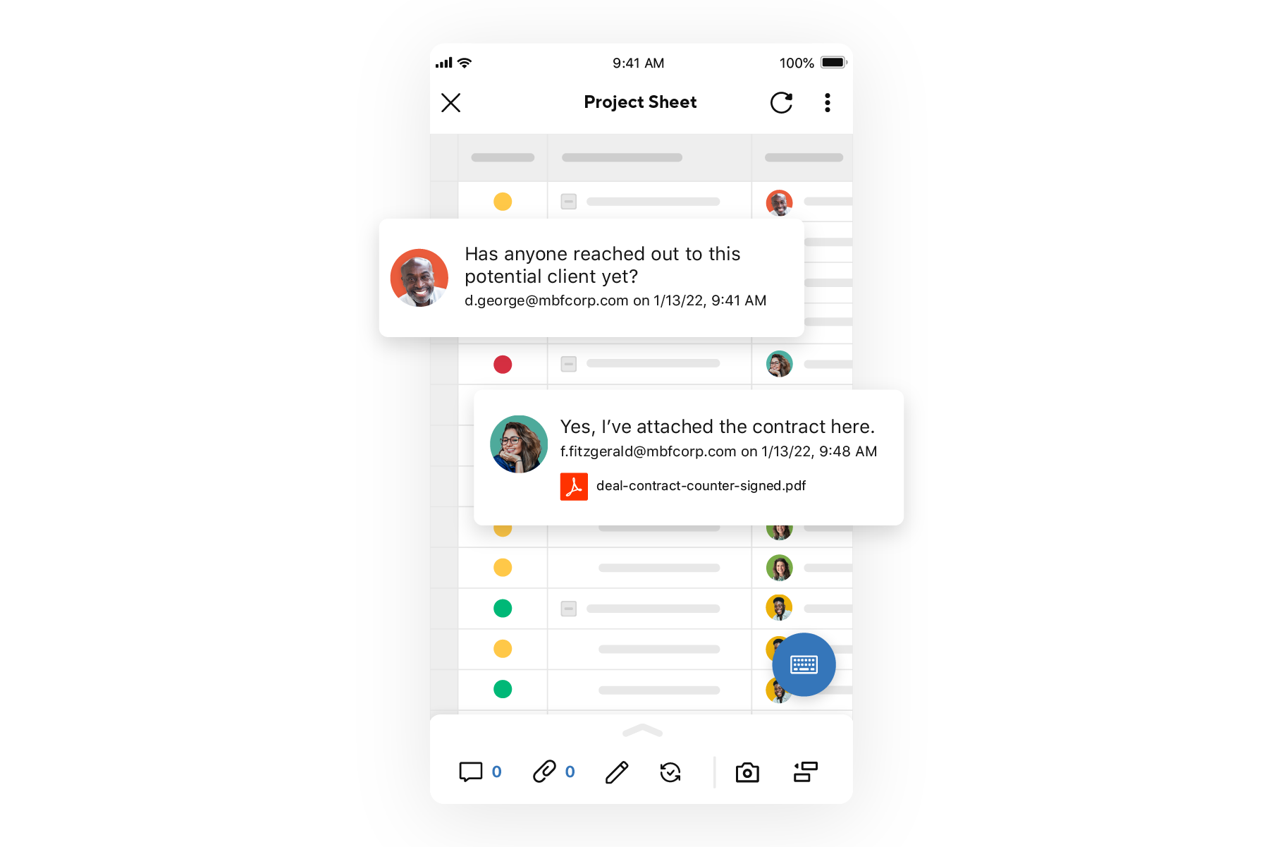 Smartsheet mobile conversations