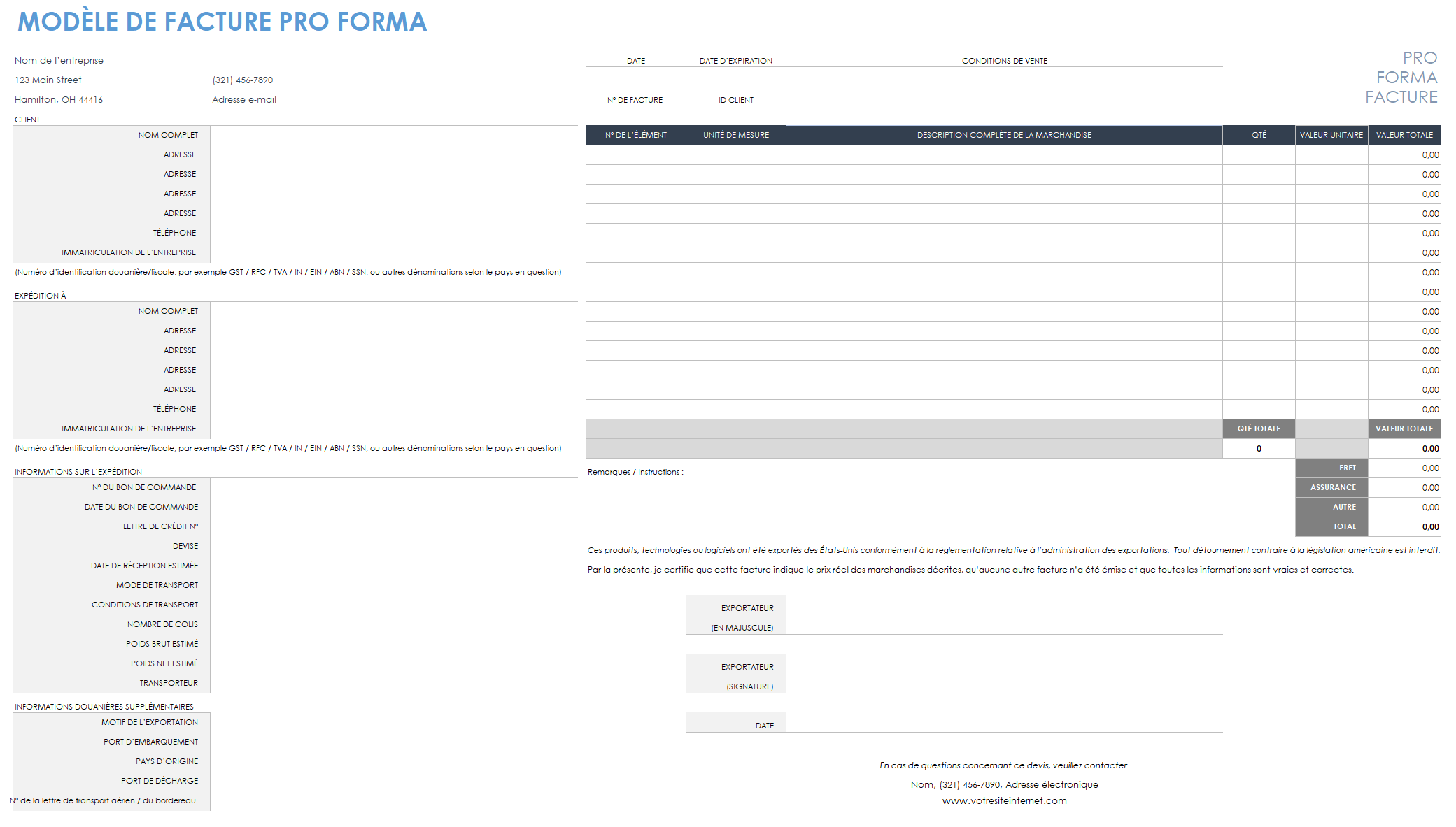 Modèle de facture pro forma