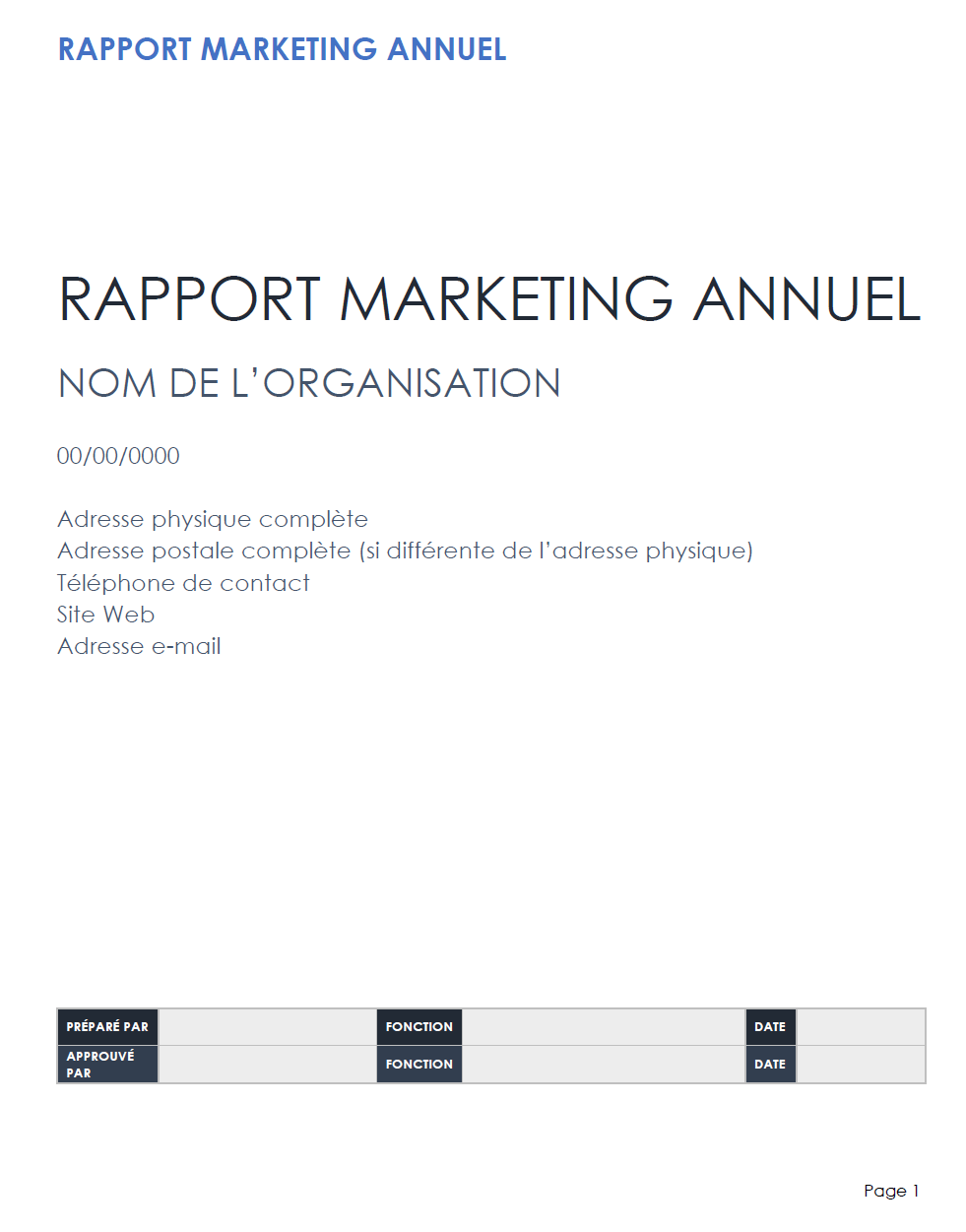 Modèle de rapport marketing annuel