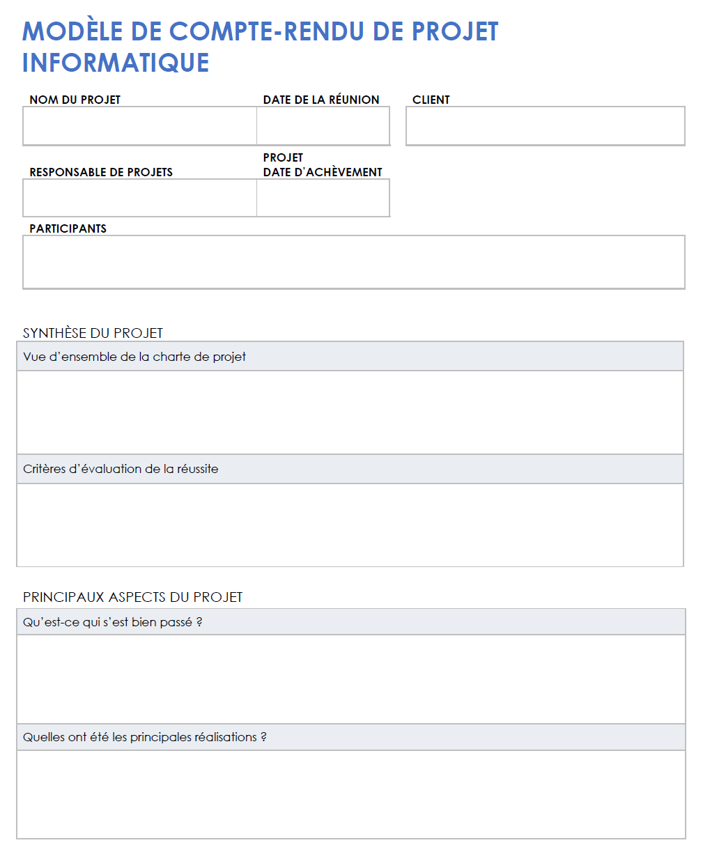 Débriefing du projet informatique