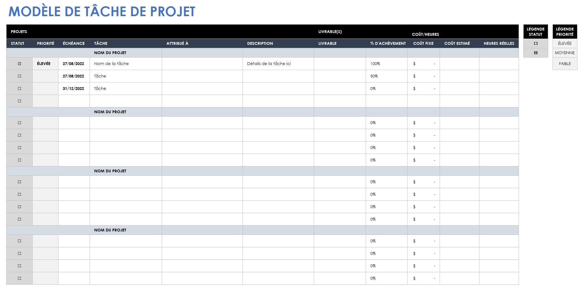 Tâche de projet multiple