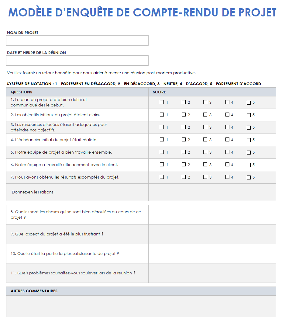 Enquête de débriefing du projet