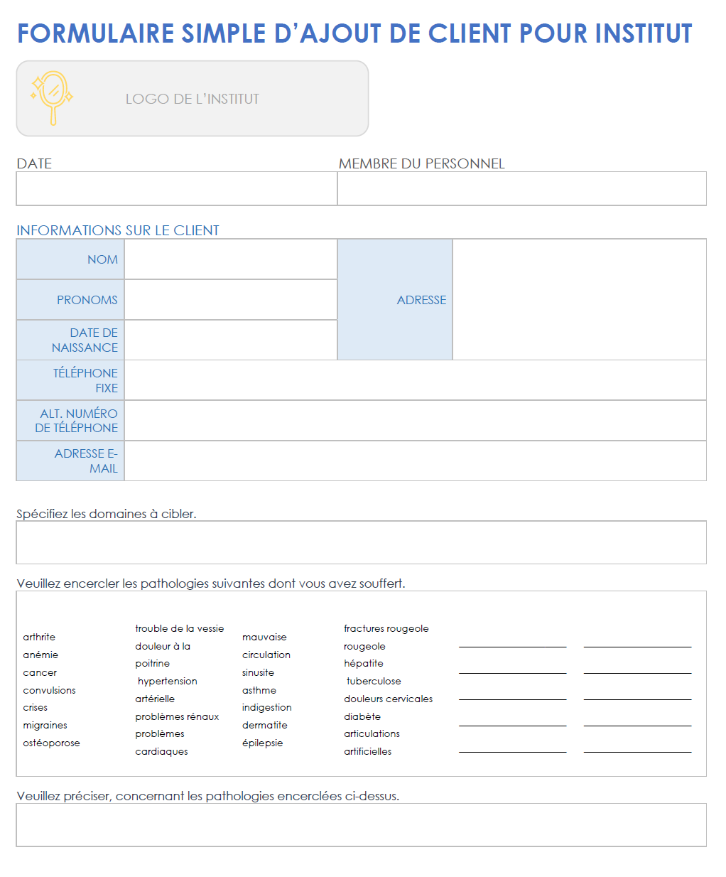 Modèles et formulaires gratuits dajout de client | Smartsheet