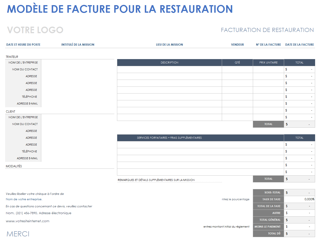 Facture de restauration