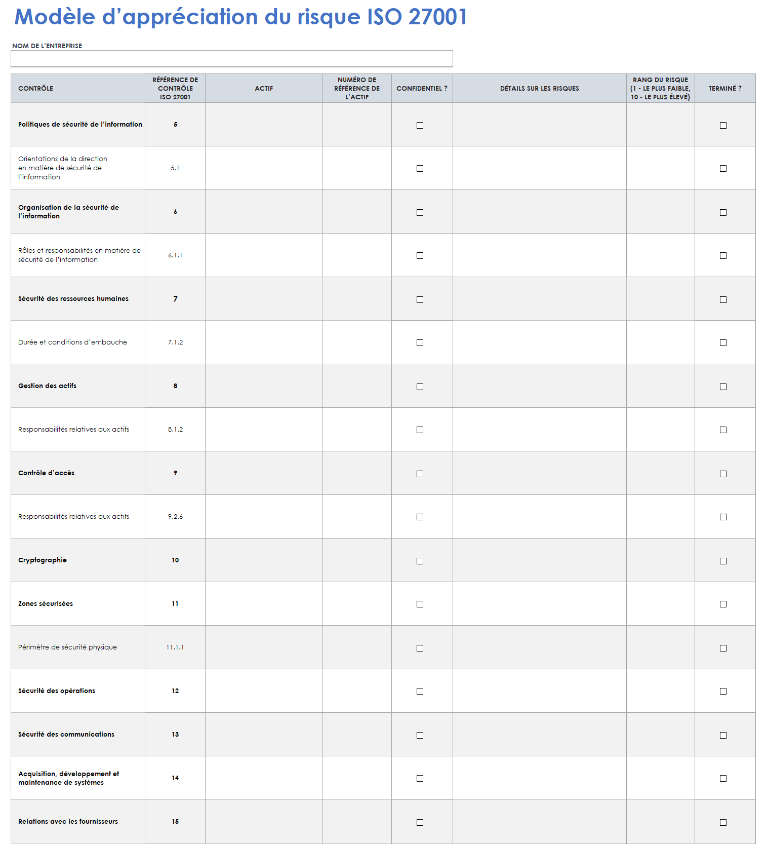 Évaluation des risques ISO 27001