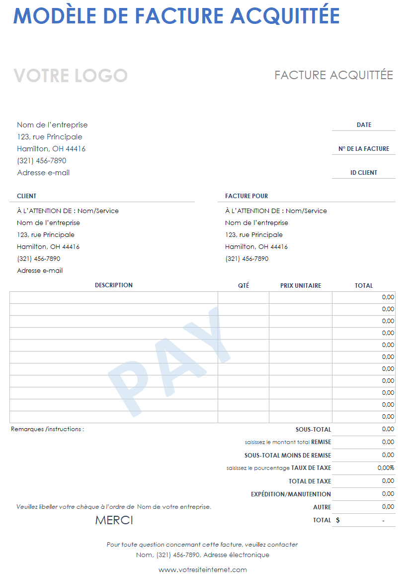 Facture de paiement