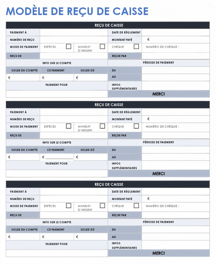  Modèle de reçu de caisse