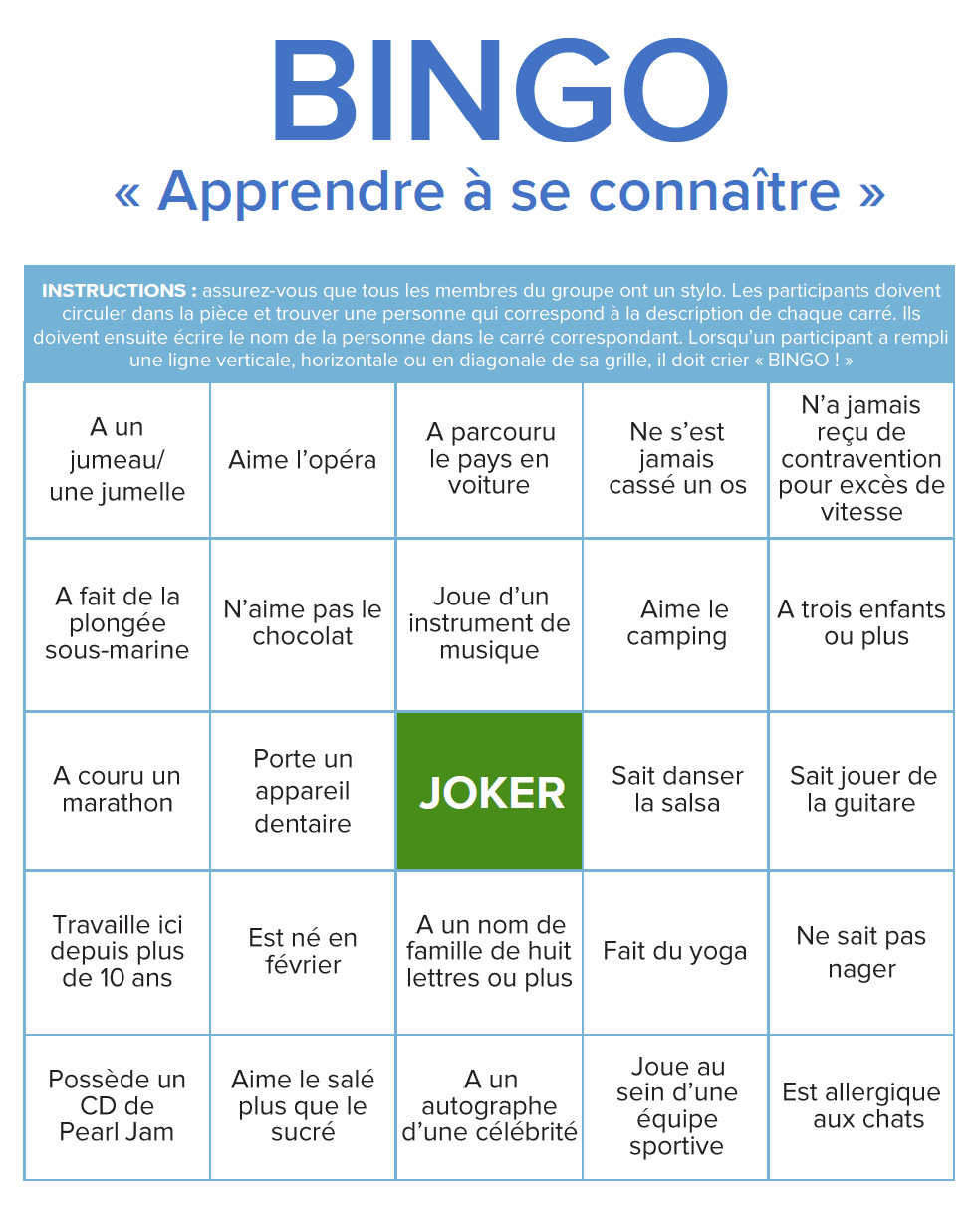 Apprenez à connaître votre carte BINGO