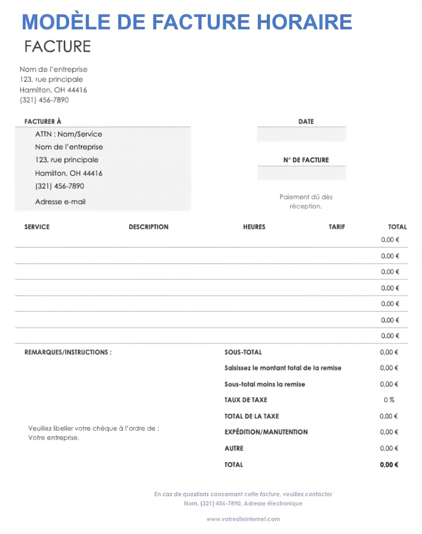  Modèle de facture horaire