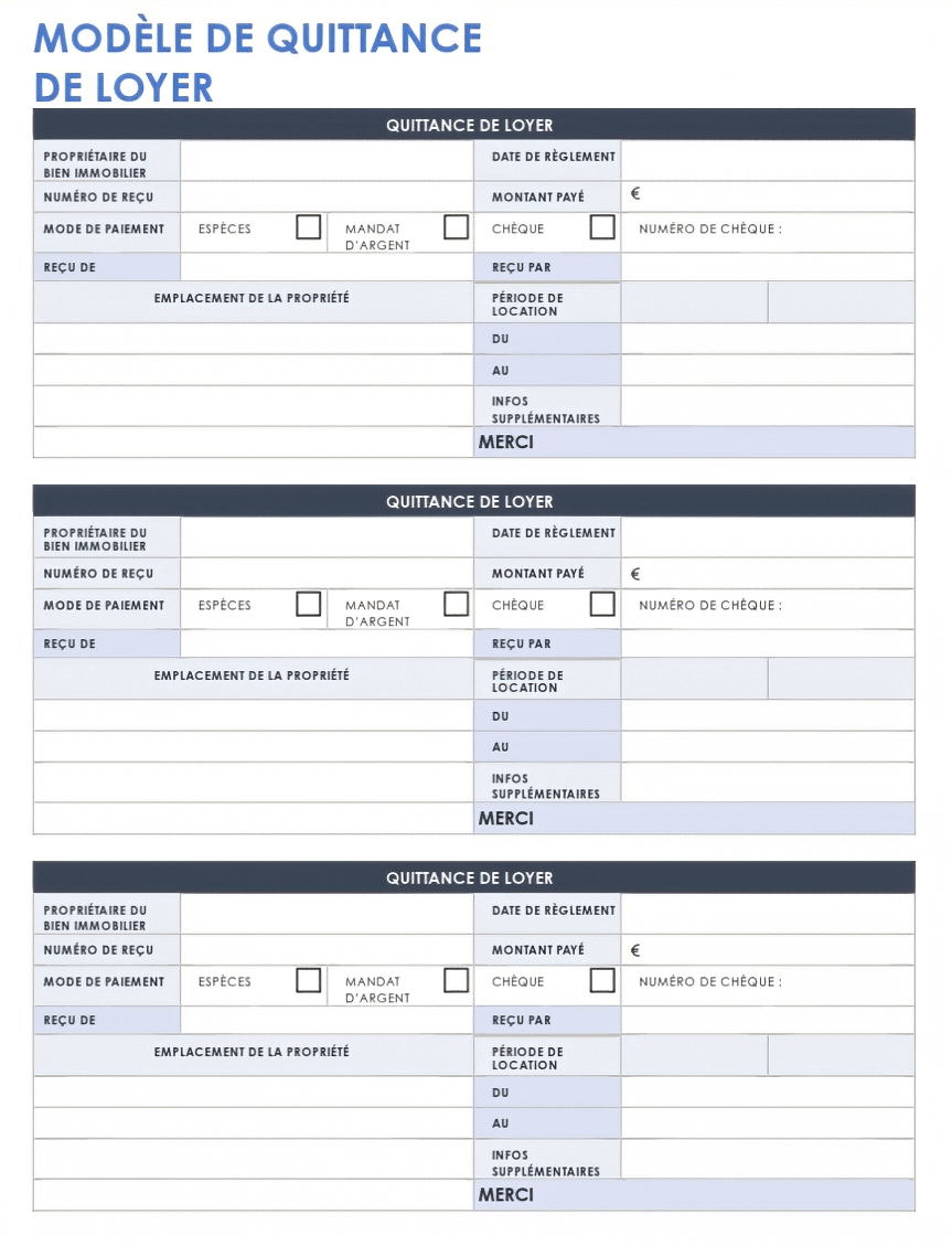  Modèle de quittance de loyer