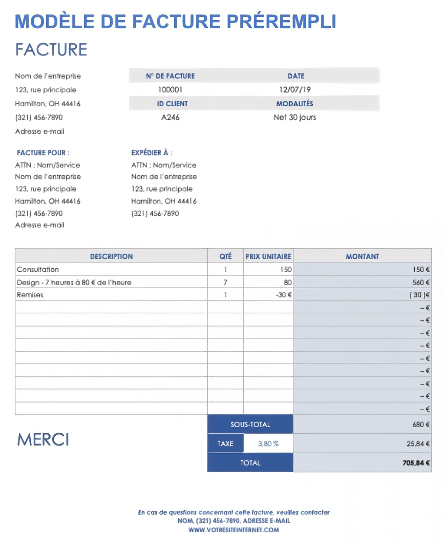  Exemple de modèle de facture de facturation