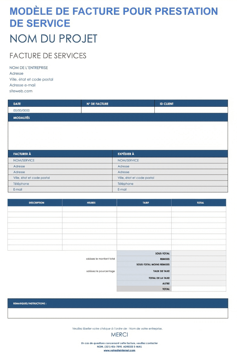  Modèle de facture de service