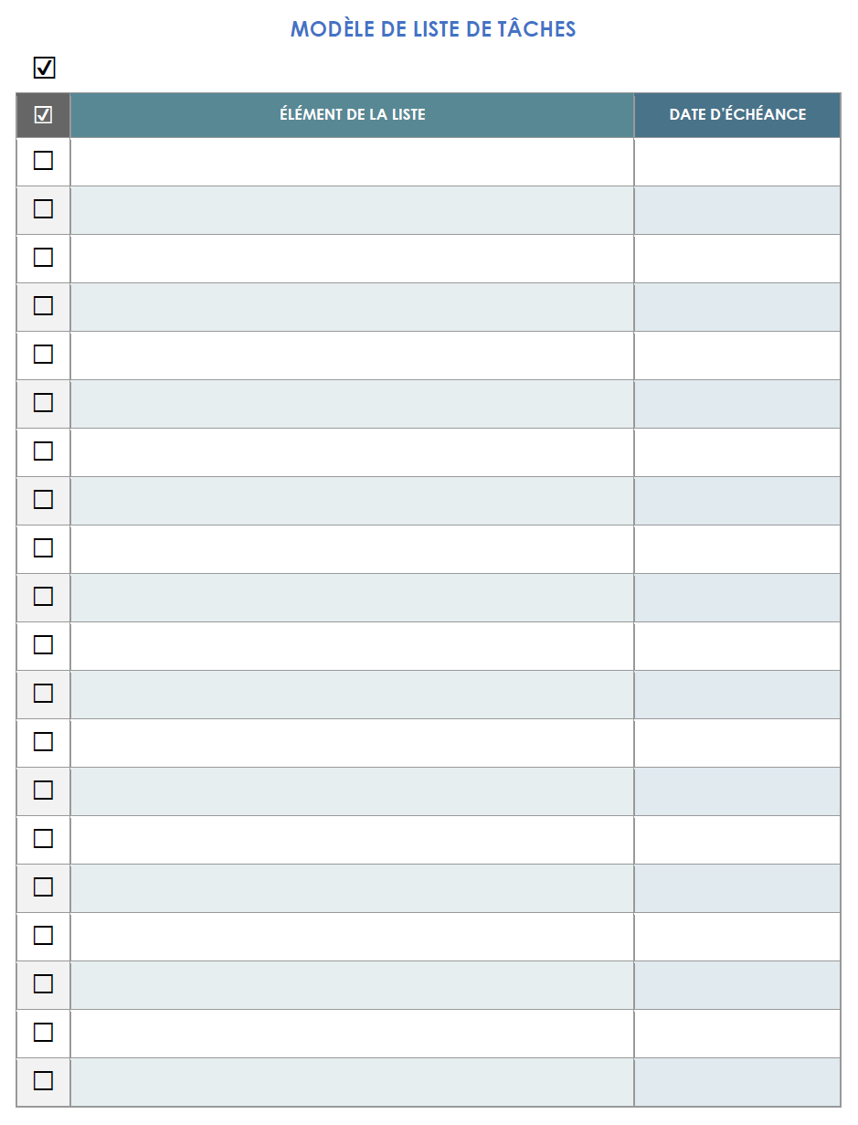  Modèle de liste de tâches Google