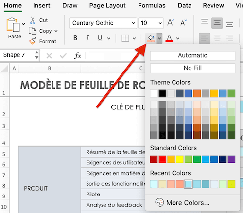 Modifier les couleurs du flux de travail