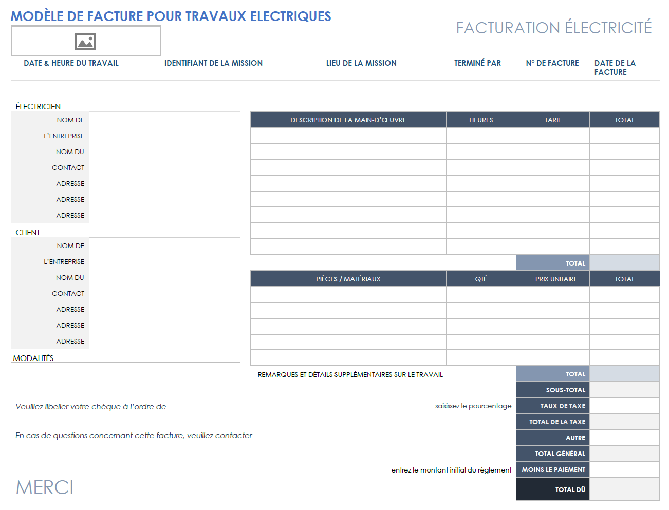  Modèle de facture électrique