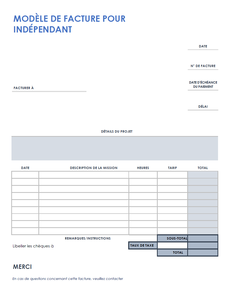  Modèle de facture indépendant