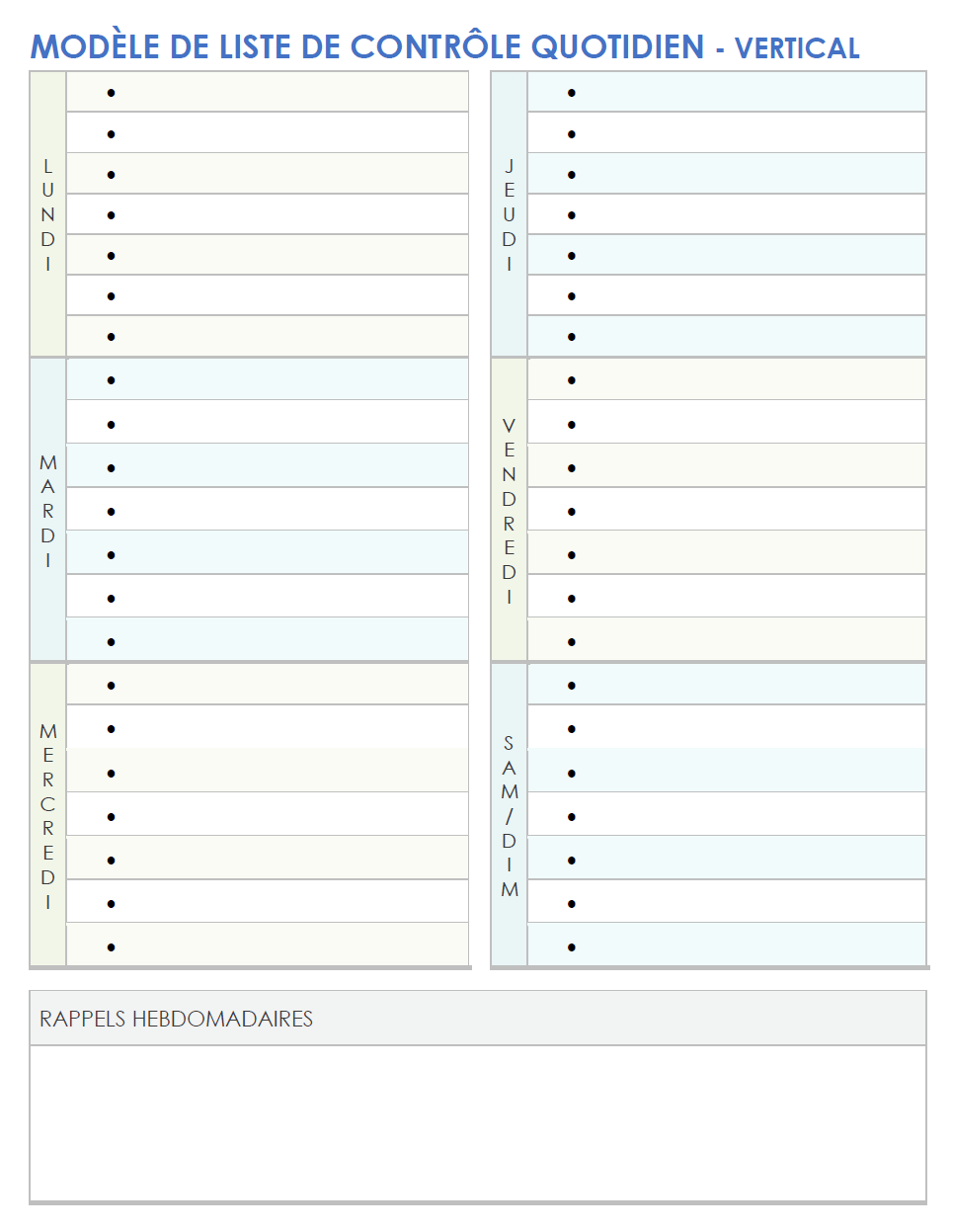  Modèle de liste de contrôle quotidienne Google Docs