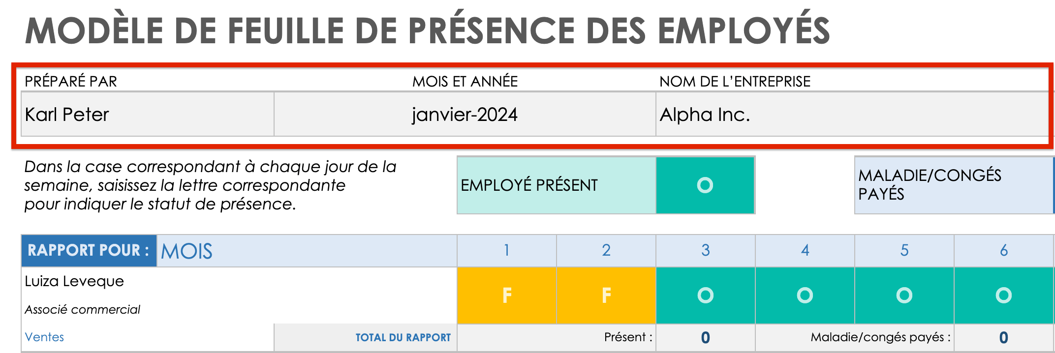 Nom Mois Année Présence