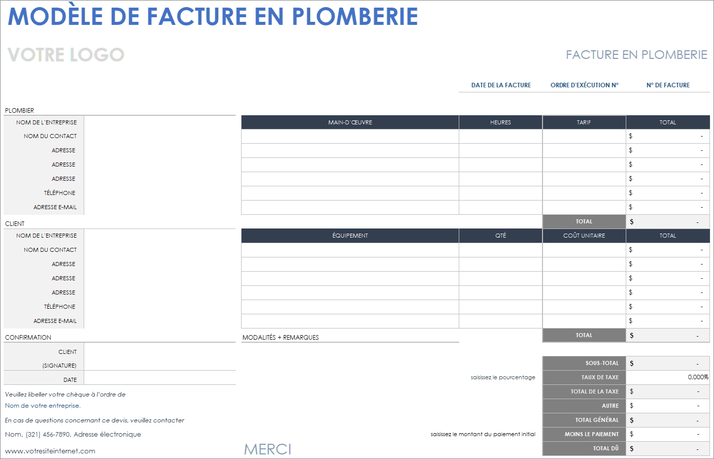  Modèle de facture de plomberie