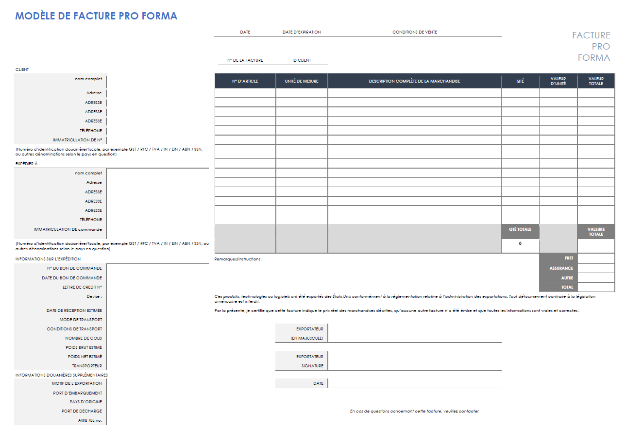  Modèle de facture pro forma