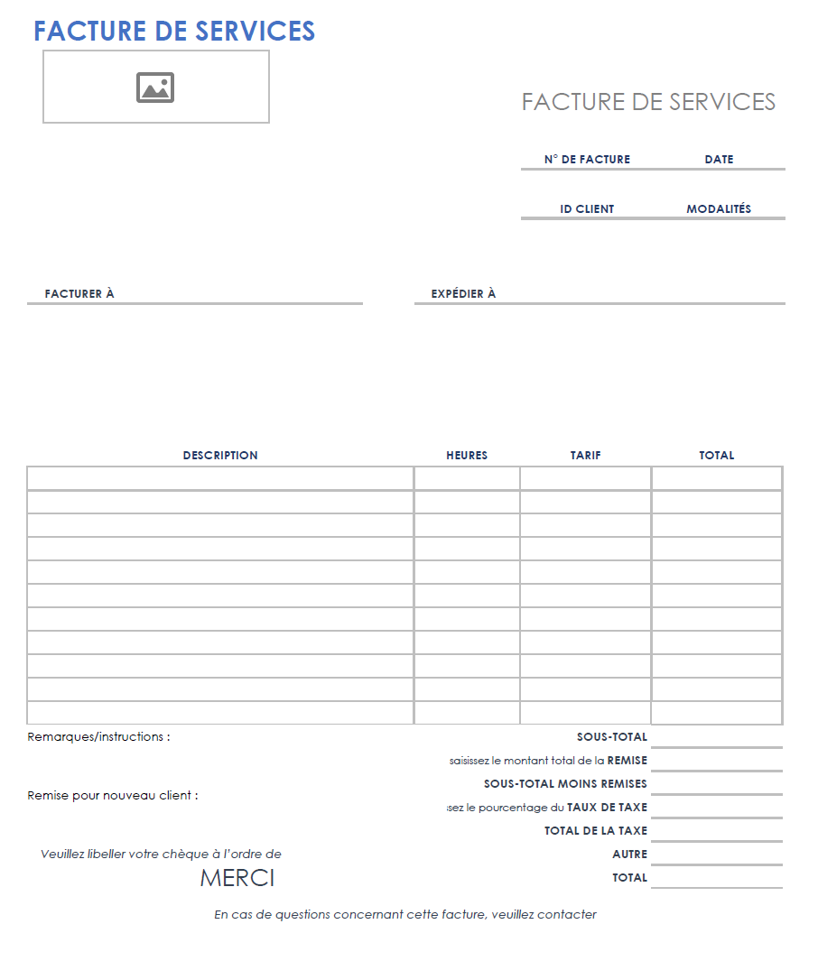  Modèle de facture de services