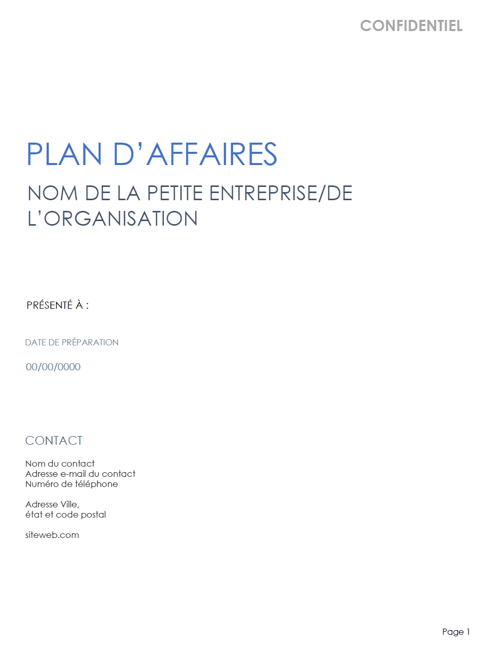 Remplissez le plan d'affaires vide pour petite entreprise