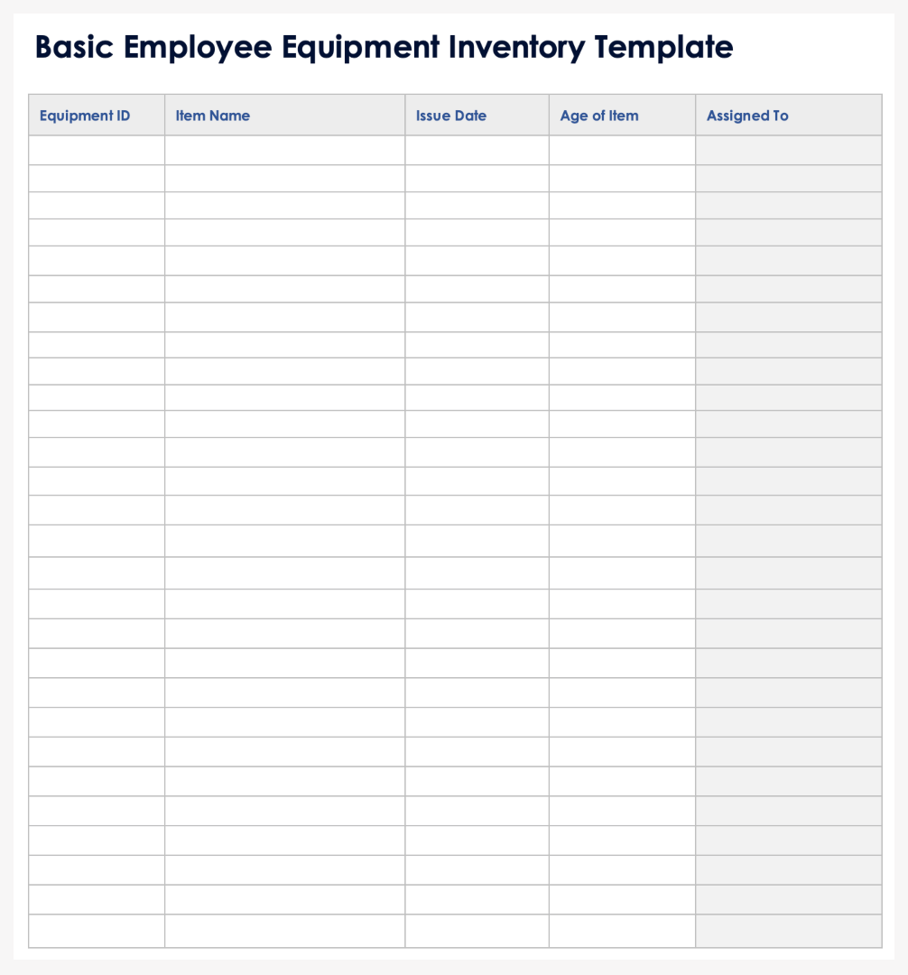 Modèle basique d’inventaire des équipements des employés
