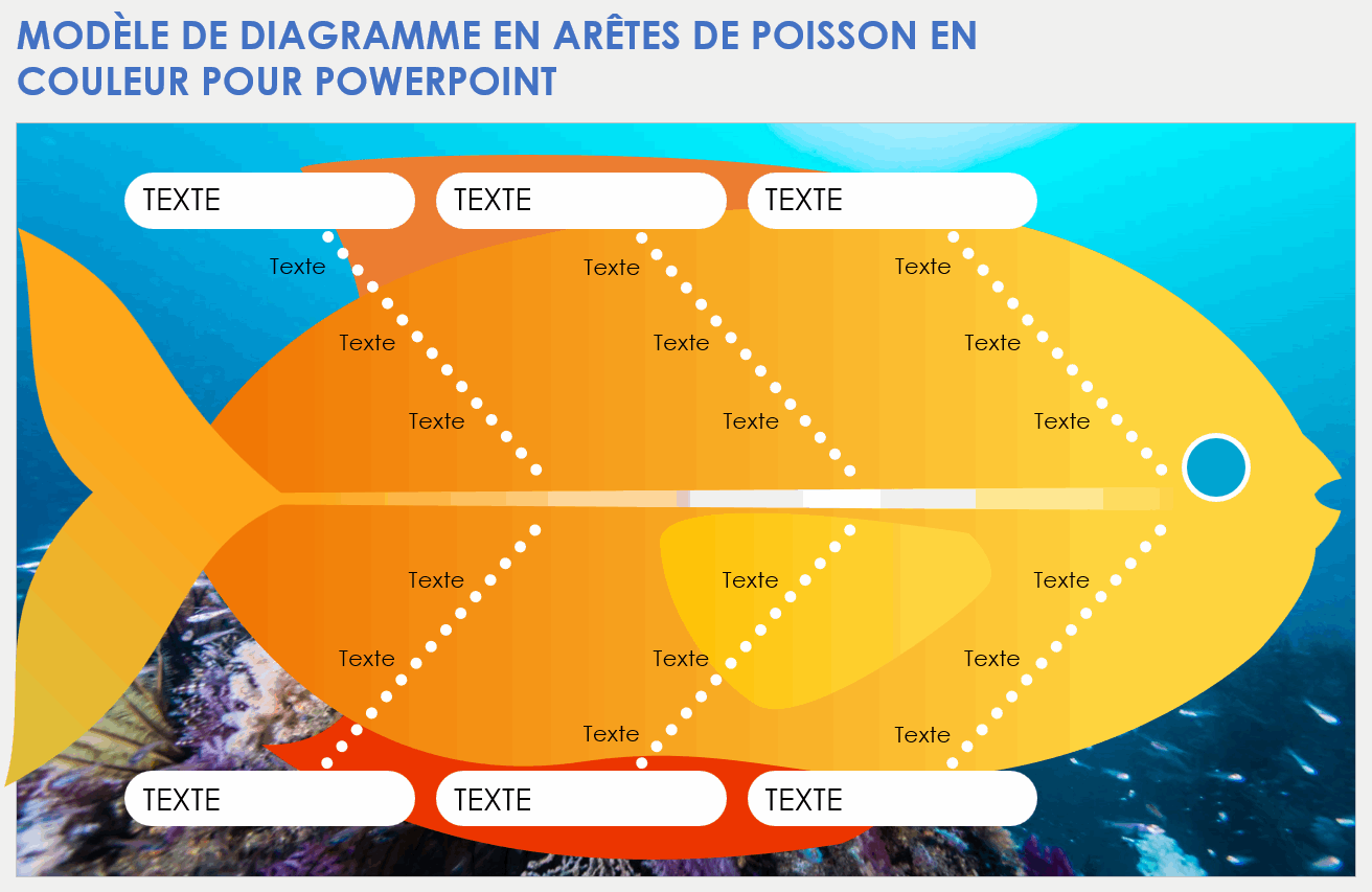 Modèle de diagramme en arête de poisson en couleur