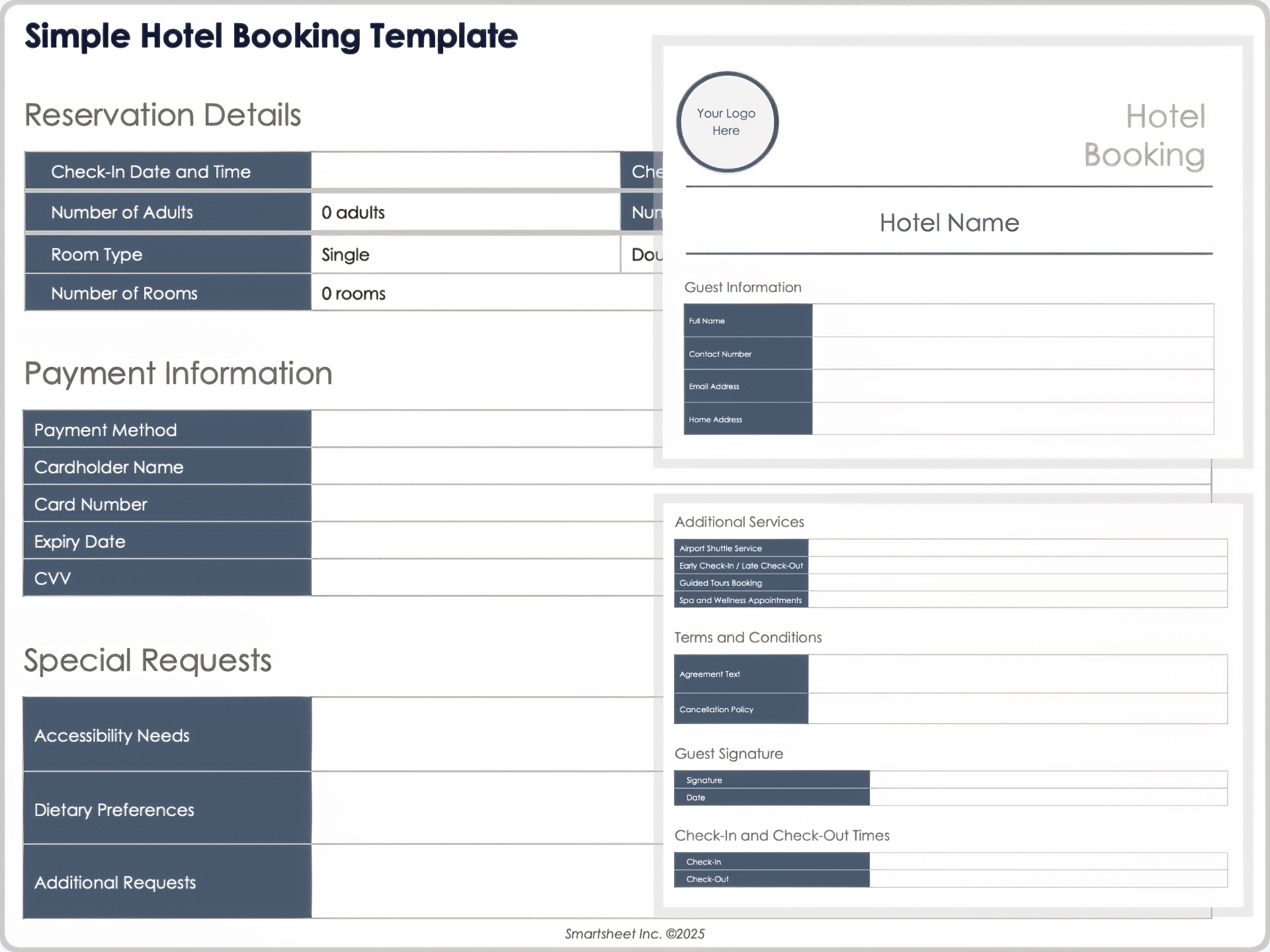 Modèle simple de réservation pour hôtel