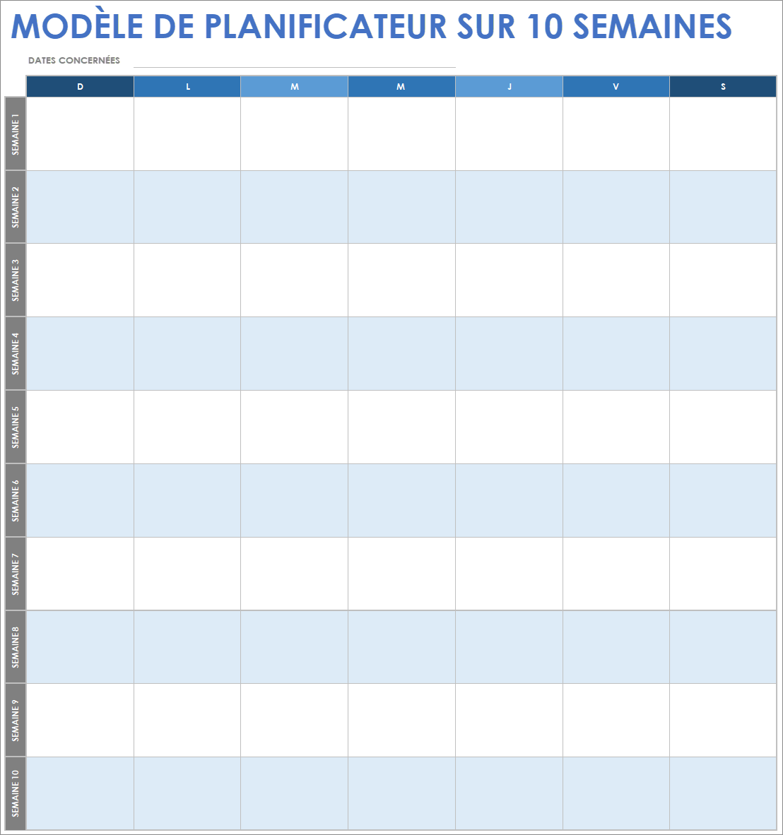  Modèle de planificateur de 10 semaines