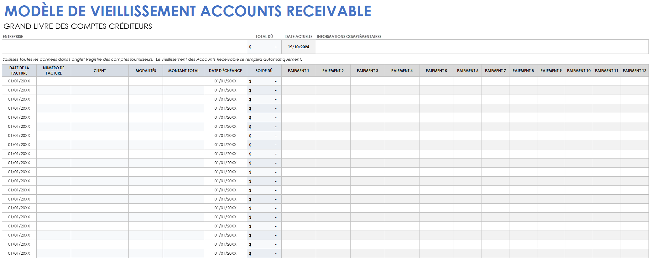  Modèle de vieillissement des comptes clients