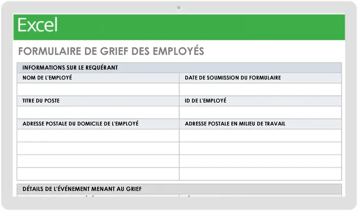 Modèle de formulaire de grief des employés