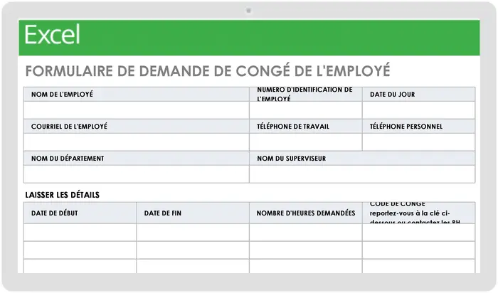 Modèle de formulaire de demande de congé de l’employé