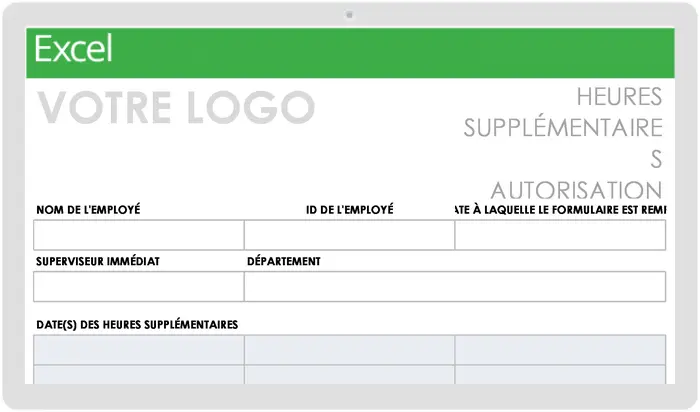 Modèle de formulaire d’autorisation d’heures supplémentaires