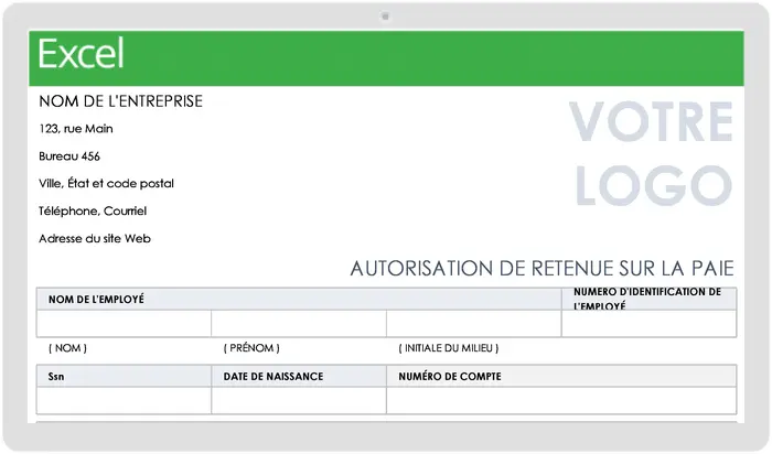 Modèle de formulaire d’autorisation de retenue sur la paie