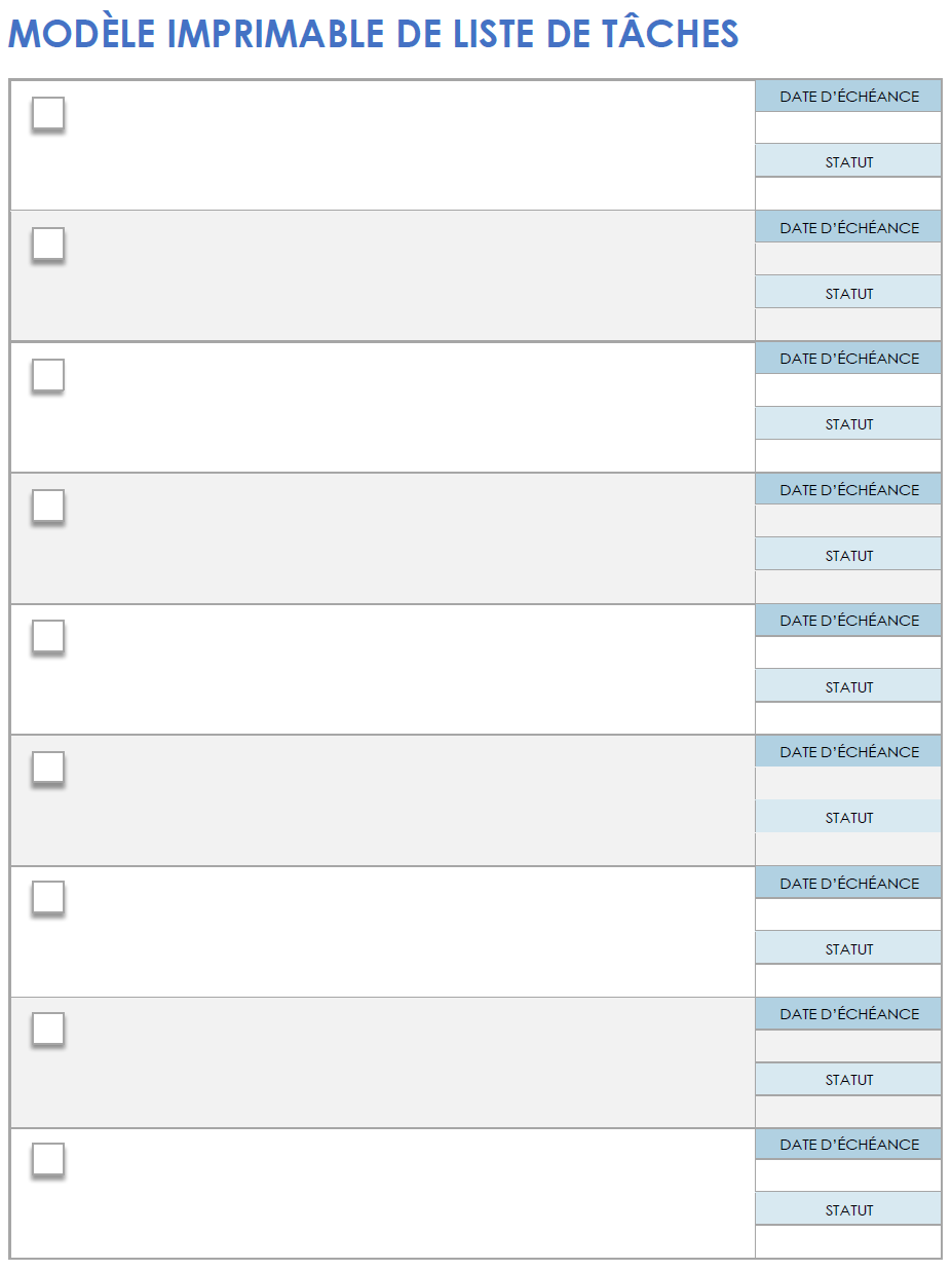  Modèle de liste de tâches imprimable