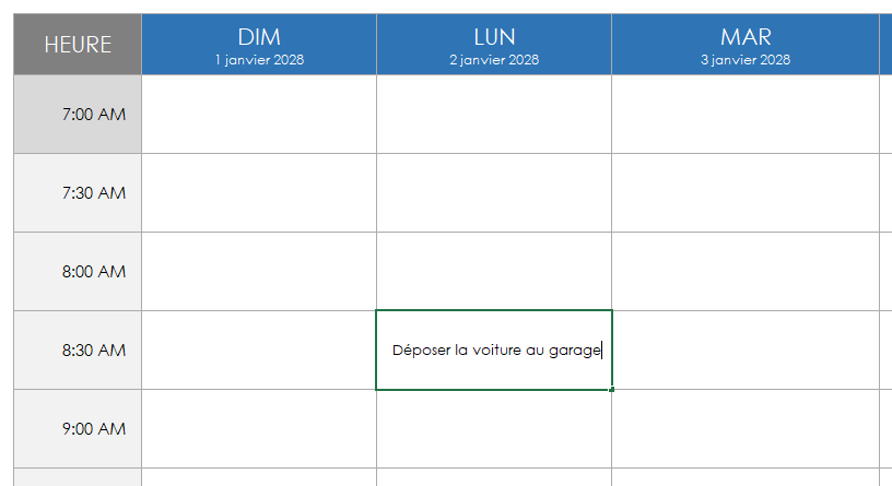  planifier la première activité