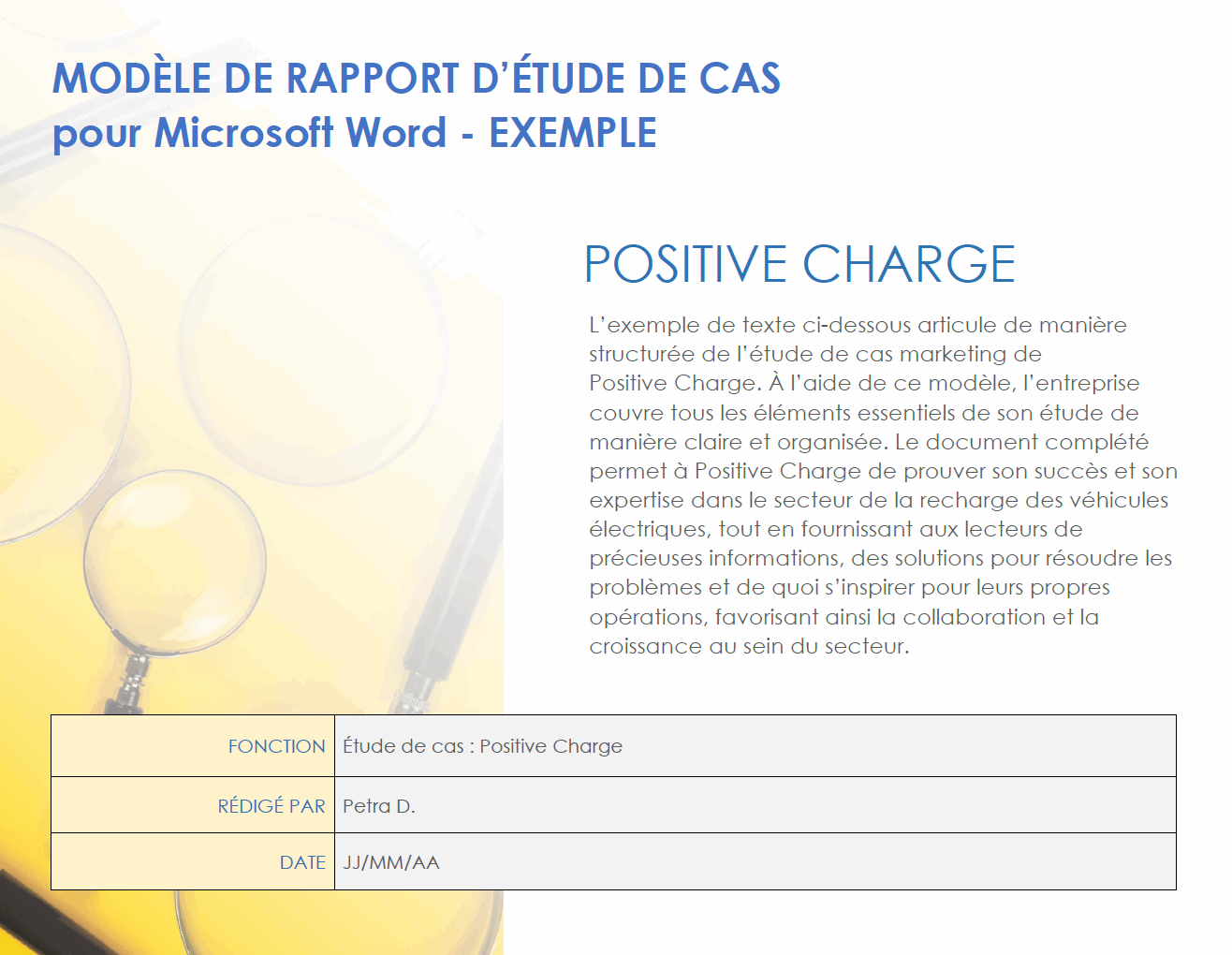 Exemple de modèle de rapport d'étude de cas pour Microsoft Word