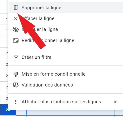 Créer une liste de contrôle de projet dans Google Sheets Supprimer une ligne