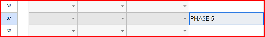 Créer une liste de contrôle de projet dans Google Sheets Phase 5