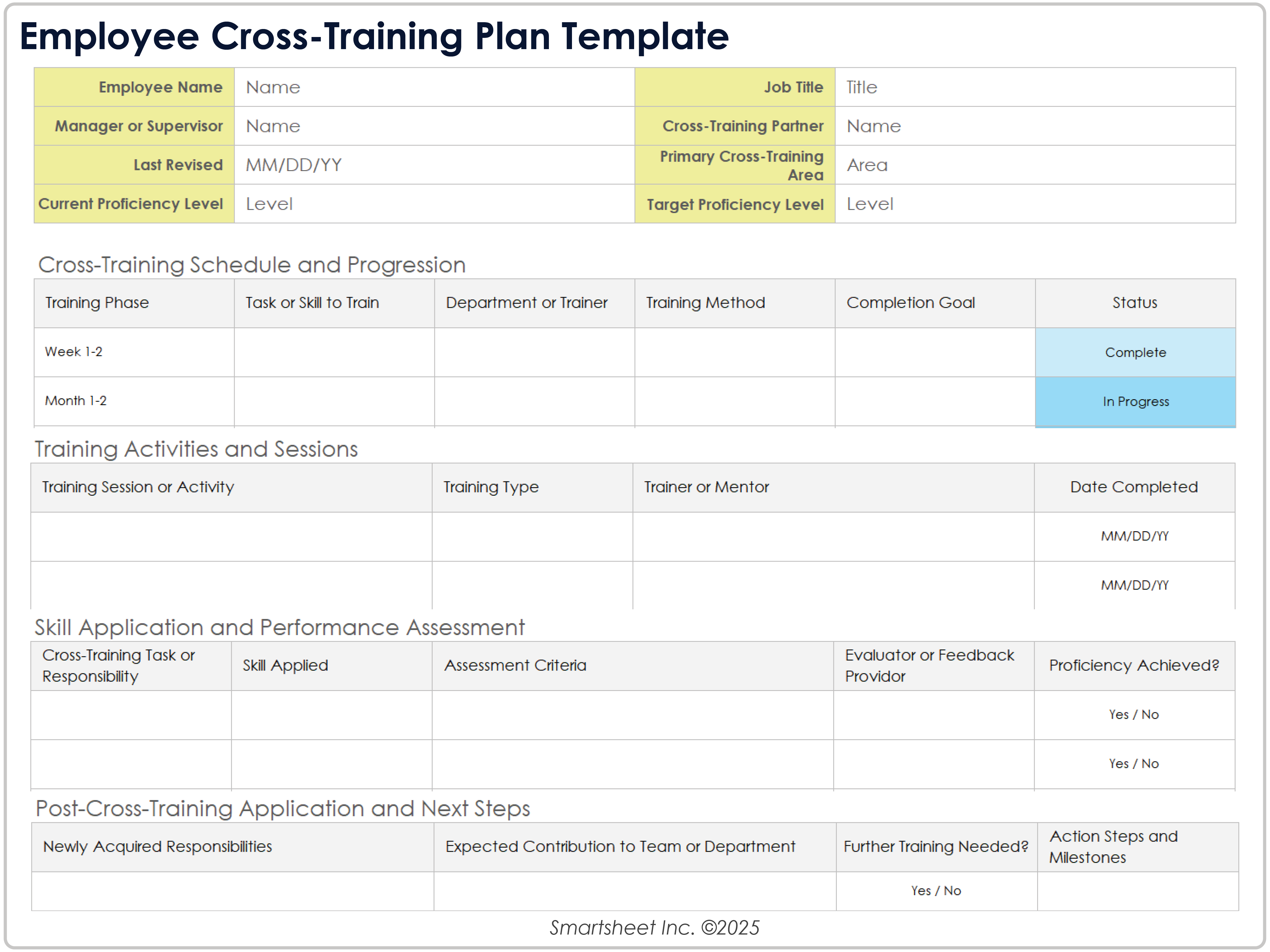 Modèle de plan de formation transversale pour les employés