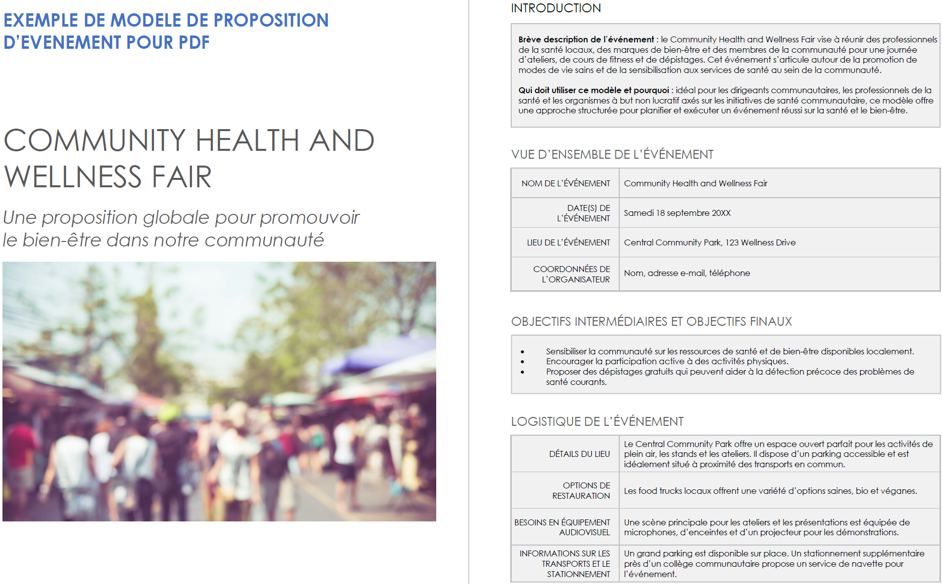 Exemple de modèle de proposition d’événement pour PDF