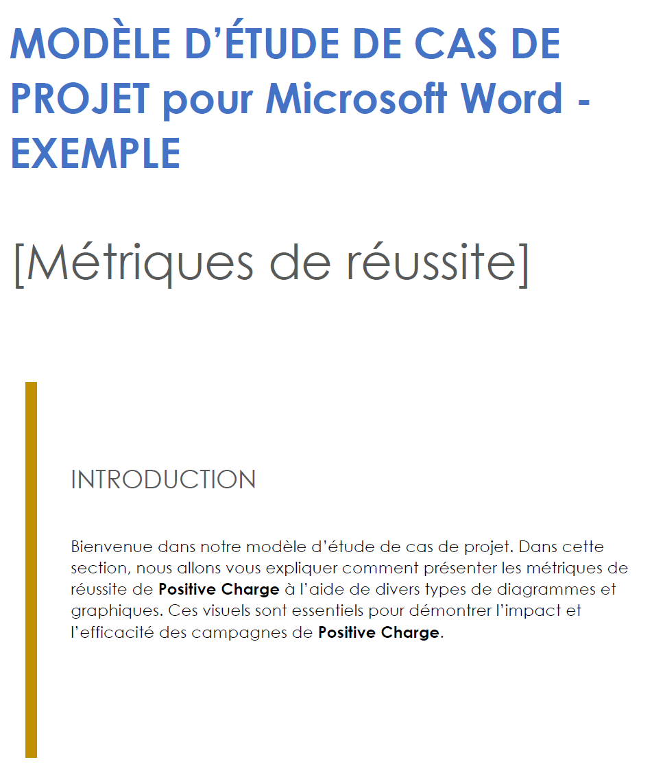 Modèle d'étude de cas de projet pour Microsoft Word