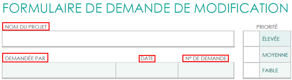 informations sur le projet de demande de modification