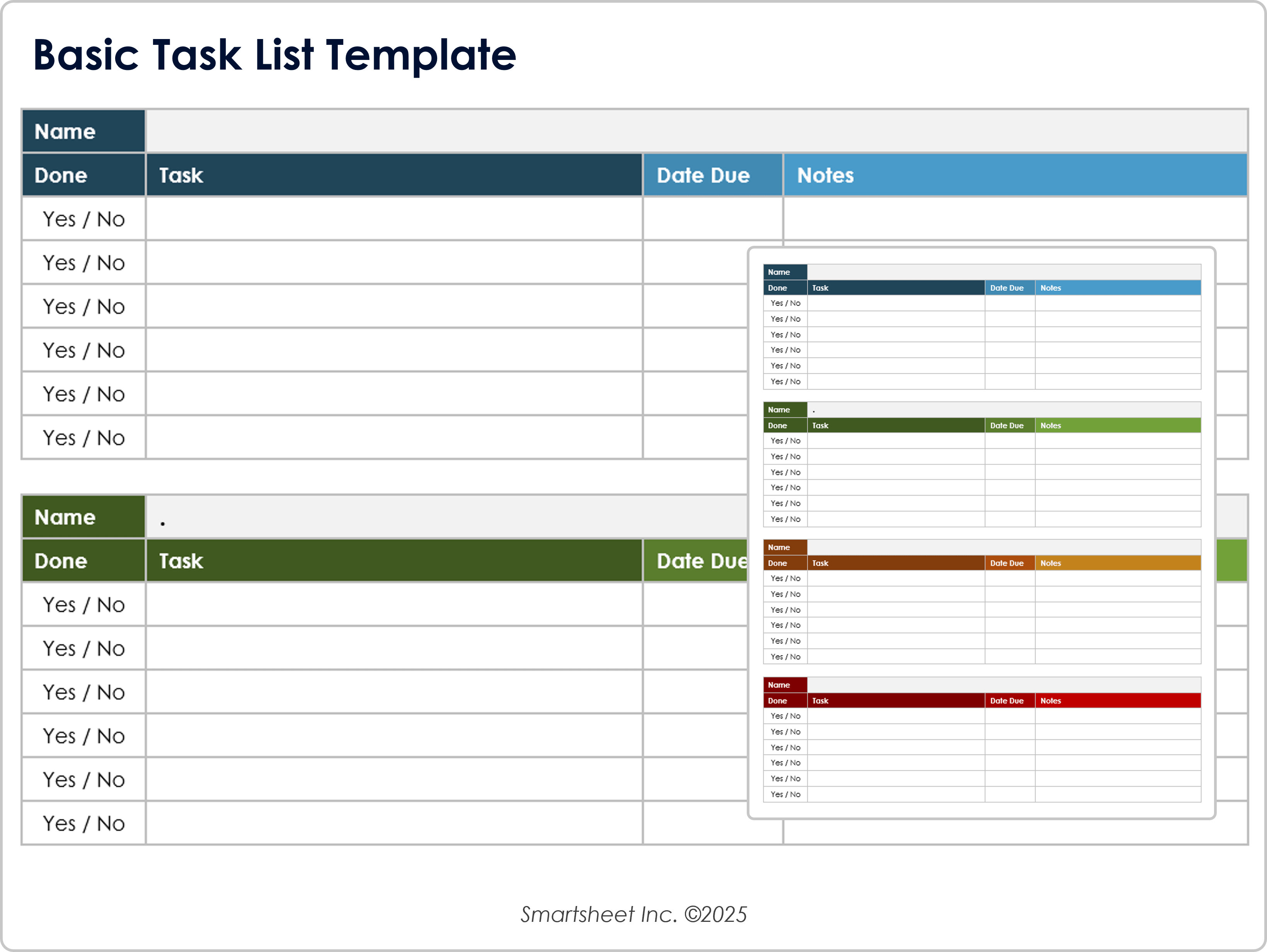 Modèle de liste de tâches de base