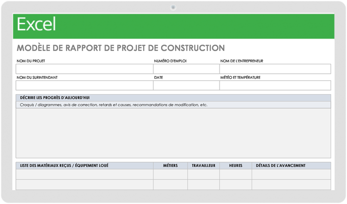 Modèle de rapport de projet de construction