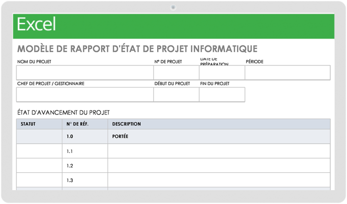 Modèle de rapport d'état d'avancement du projet informatique