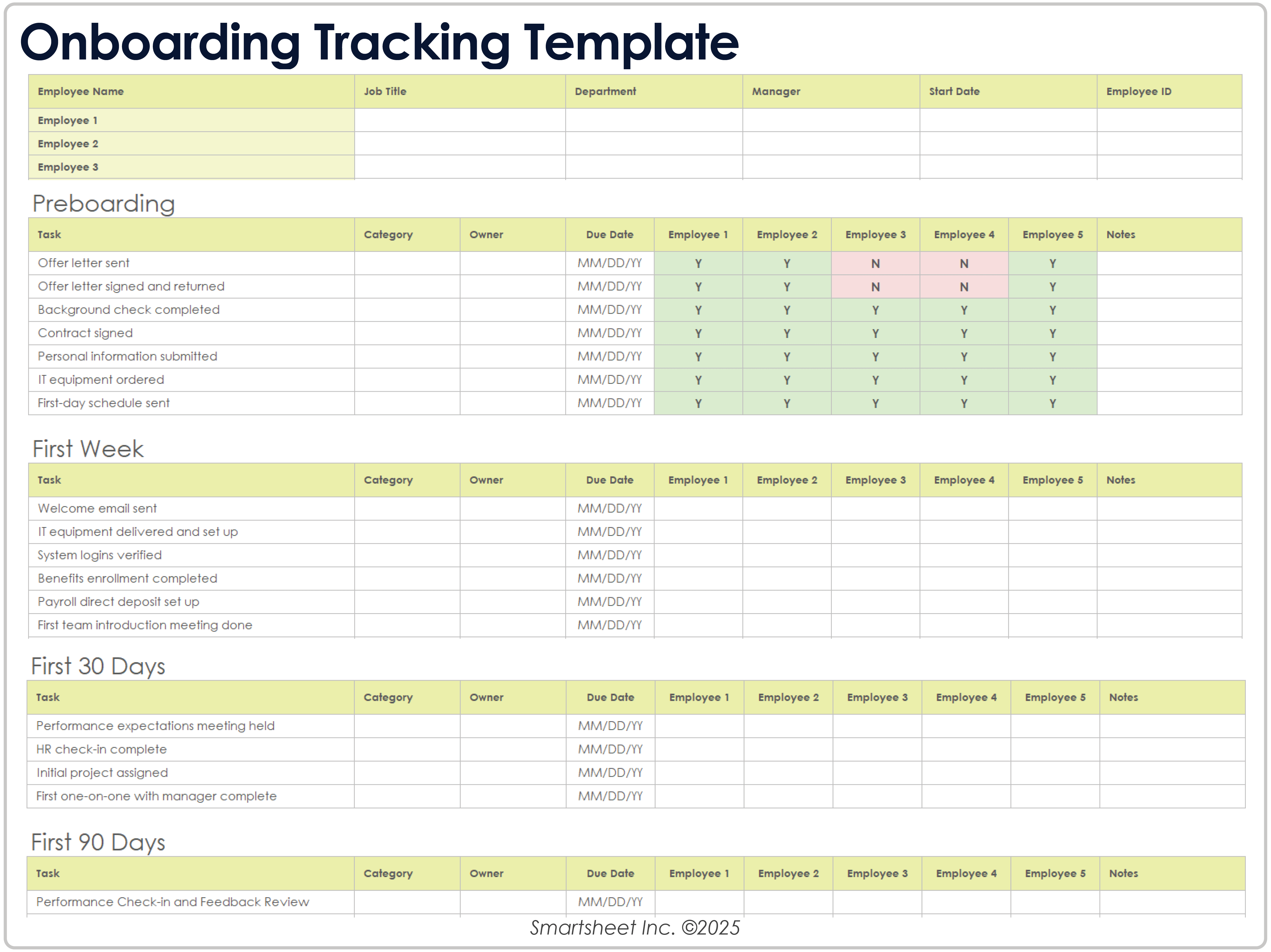 Onboarding Tracking 8779 Template